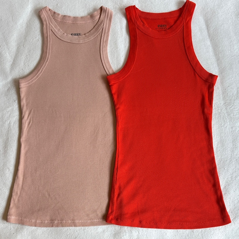 Easy Standard Racerback Ribbed Tank top Bundle in Peachy Nude & Orange size S